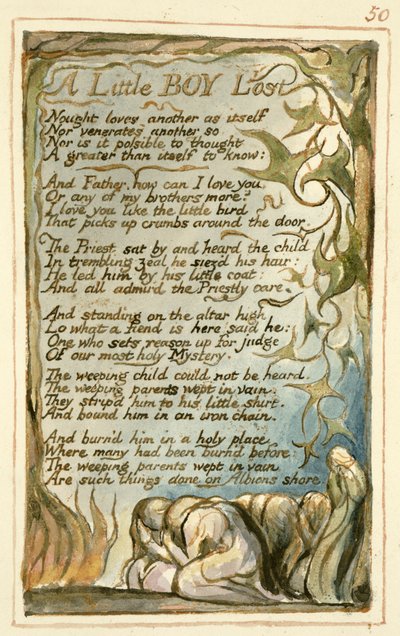 Ein kleiner Junge verloren: Platte 50 aus Songs of Innocence and of Experience (Kopie AA) ca. 1815-26 von William Blake